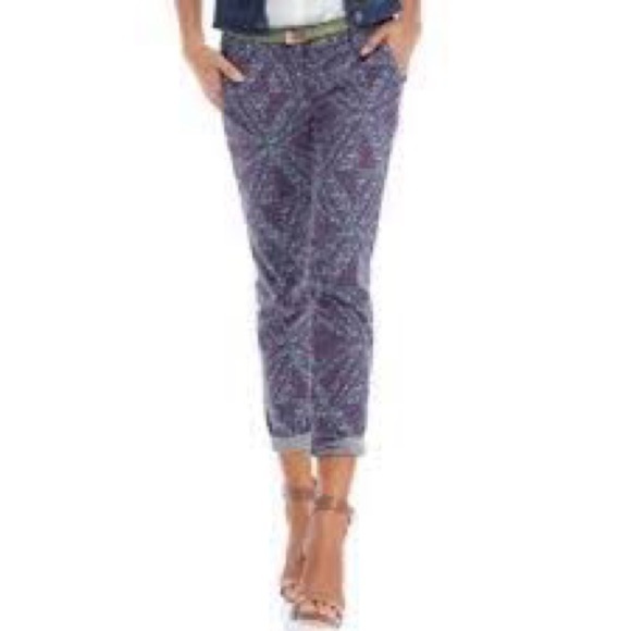 CAbi Palm Beach crop pants Multicolor Patterned Button-Up womens 8 strech - Picture 8 of 16
